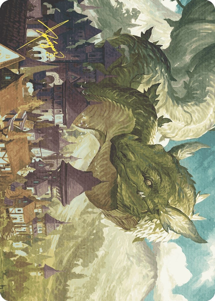 Image for Beanstalk Wurm Art Card (Gold-Stamped Signature) (23) [Art Series: Wilds of Eldraine]