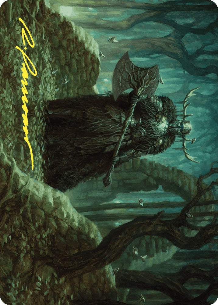 Image for Mosswood Dreadknight Art Card (Gold-Stamped Signature) (40) [Art Series: Wilds of Eldraine]