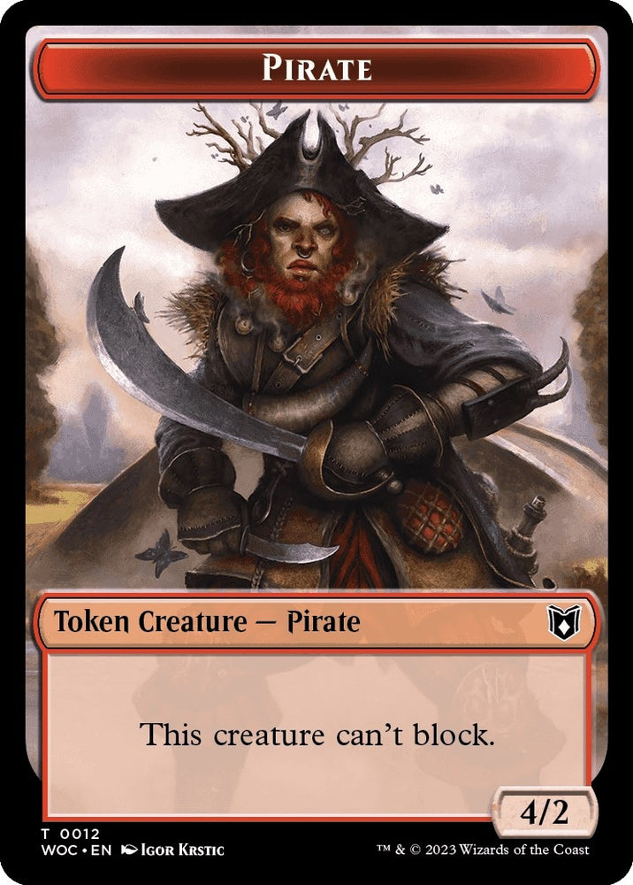 Image for Pirate // Human Soldier Double-Sided Token (12 // 7) [Commander: Wilds of Eldraine]
