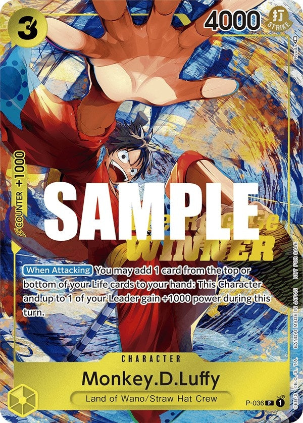 Monkey.D.Luffy (Pre-Release Tournament) (Winner) (P-036) (One Piece Promotion Cards)