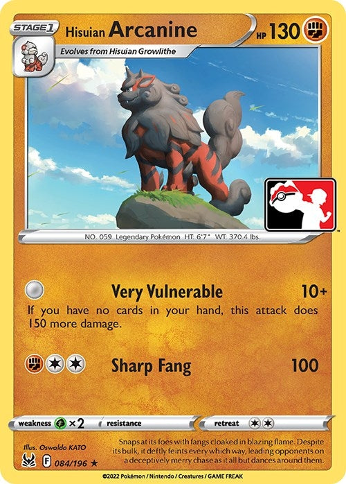 Image for Hisuian Arcanine (084/196) [Prize Pack Series Cards]