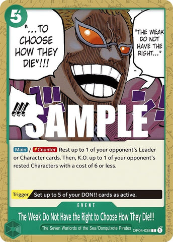 Image for The Weak Do Not Have the Right to Choose How They Die!!! (OP04-038) - One Piece Card Game