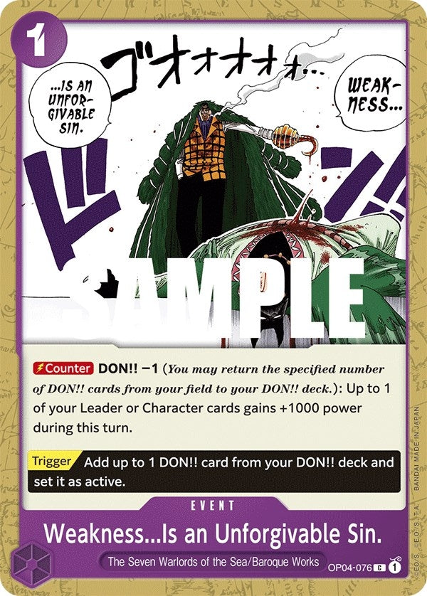 Image for Weakness...Is an Unforgivable Sin. (OP04-076) - One Piece Card Game