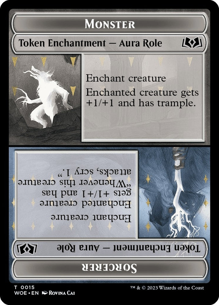 Image for Monster Role / Sorcerer Role // Royal Role / Young Hero Role Double-Sided Token (15 // 16) [Wilds of Eldraine]