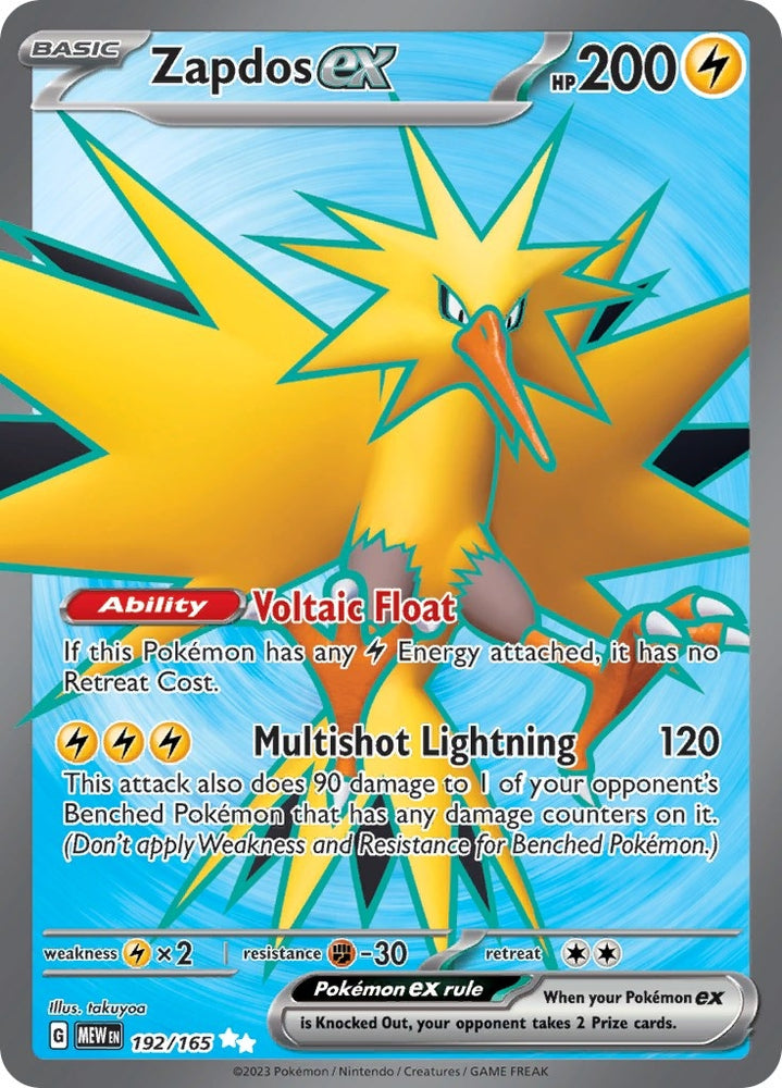 Image for Zapdos ex - 192/165 (192/165) [SV: Scarlet & Violet 151]