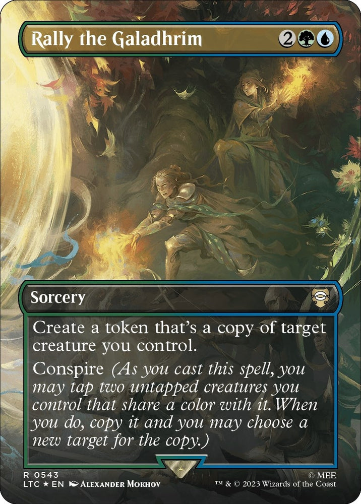 Image for Rally the Galadhrim (Borderless) (Surge Foil) (543) [Commander: The Lord of the Rings: Tales of Middle-earth]