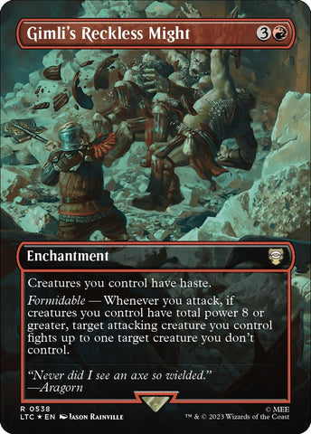 Image for Gimli's Reckless Might (Borderless) (Surge Foil) (538) [Commander: The Lord of the Rings: Tales of Middle-earth]