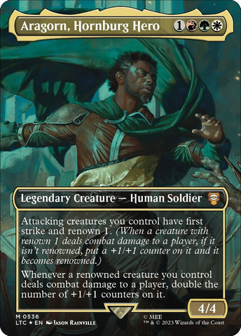Image for Aragorn, Hornburg Hero (Borderless) (Surge Foil) (536) [Commander: The Lord of the Rings: Tales of Middle-earth]