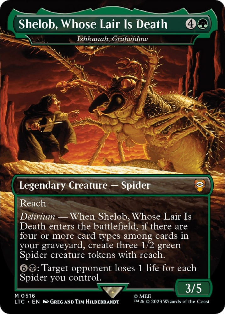 Image for Shelob, Whose Lair Is Death - Ishkanah, Grafwidow (Borderless) (516) [Commander: The Lord of the Rings: Tales of Middle-earth]