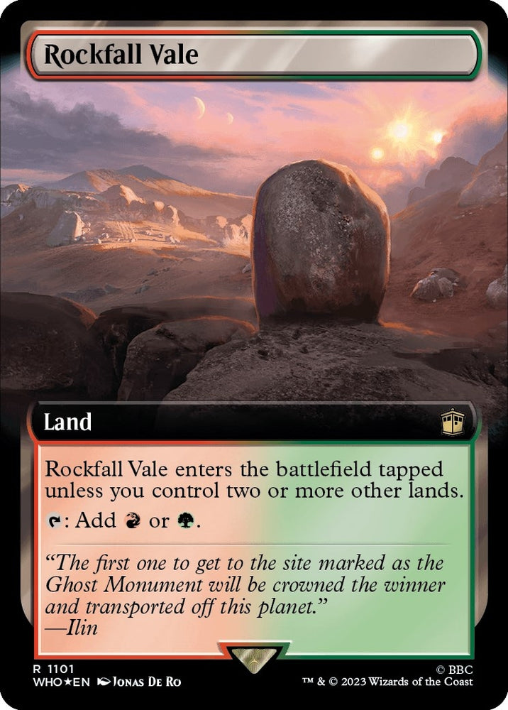 Image for Rockfall Vale (Extended Art) (Surge Foil) (1101) [Universes Beyond: Doctor Who]