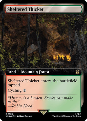 Image for Sheltered Thicket (Extended Art) (Surge Foil) (1105) [Universes Beyond: Doctor Who]