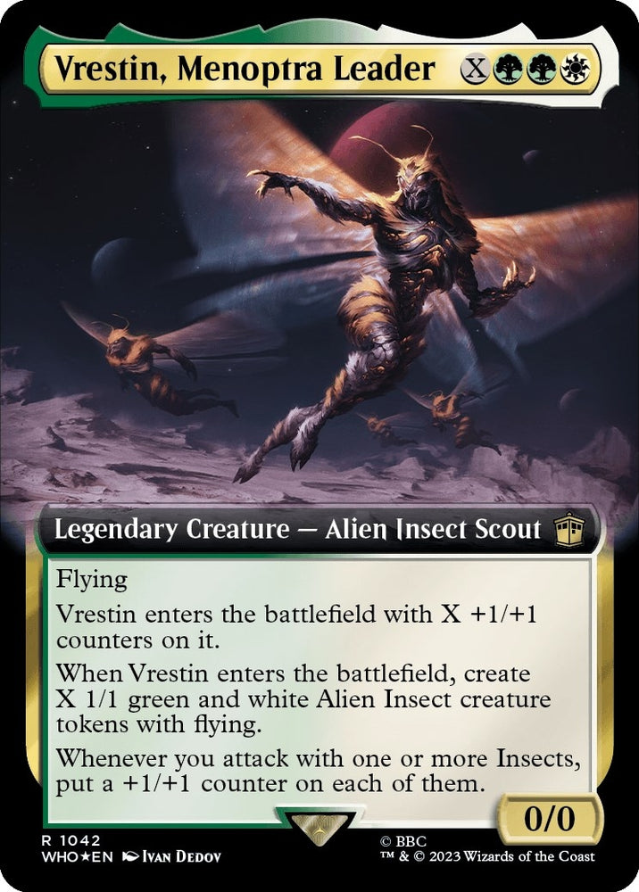 Image for Vrestin, Menoptra Leader (Extended Art) (Surge Foil) (1042) [Universes Beyond: Doctor Who]