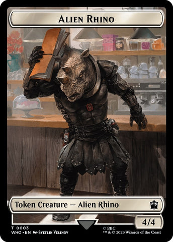 Image for Alien Rhino // Clue (0021) Double-Sided Token (3 // 21) [Universes Beyond: Doctor Who]