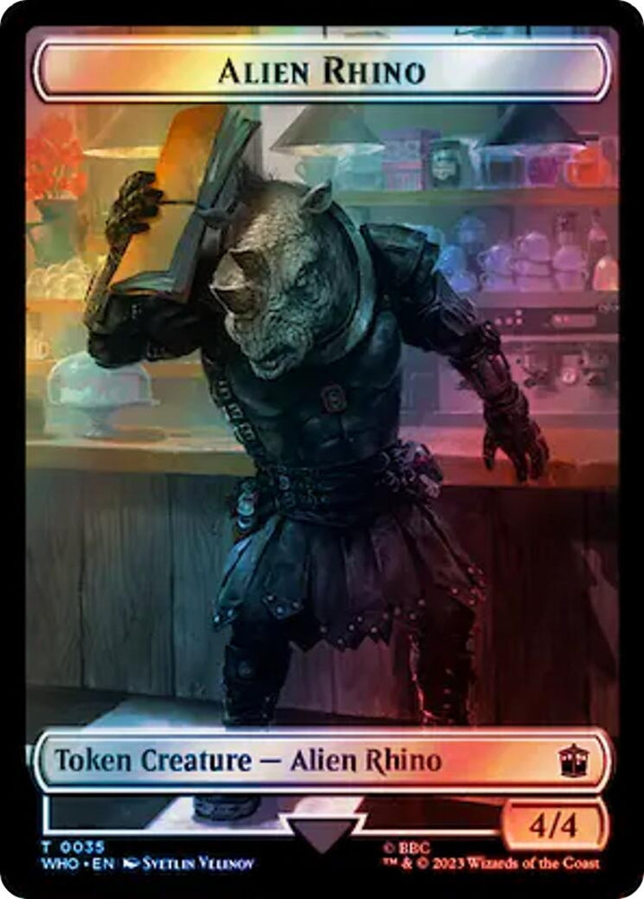 Image for Alien Rhino // Mutant Double-Sided Token (Surge Foil) (35 // 50) [Universes Beyond: Doctor Who]