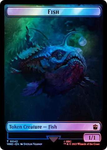 Image for Fish // Clue (0053) Double-Sided Token (Surge Foil) (42 // 53) [Universes Beyond: Doctor Who]