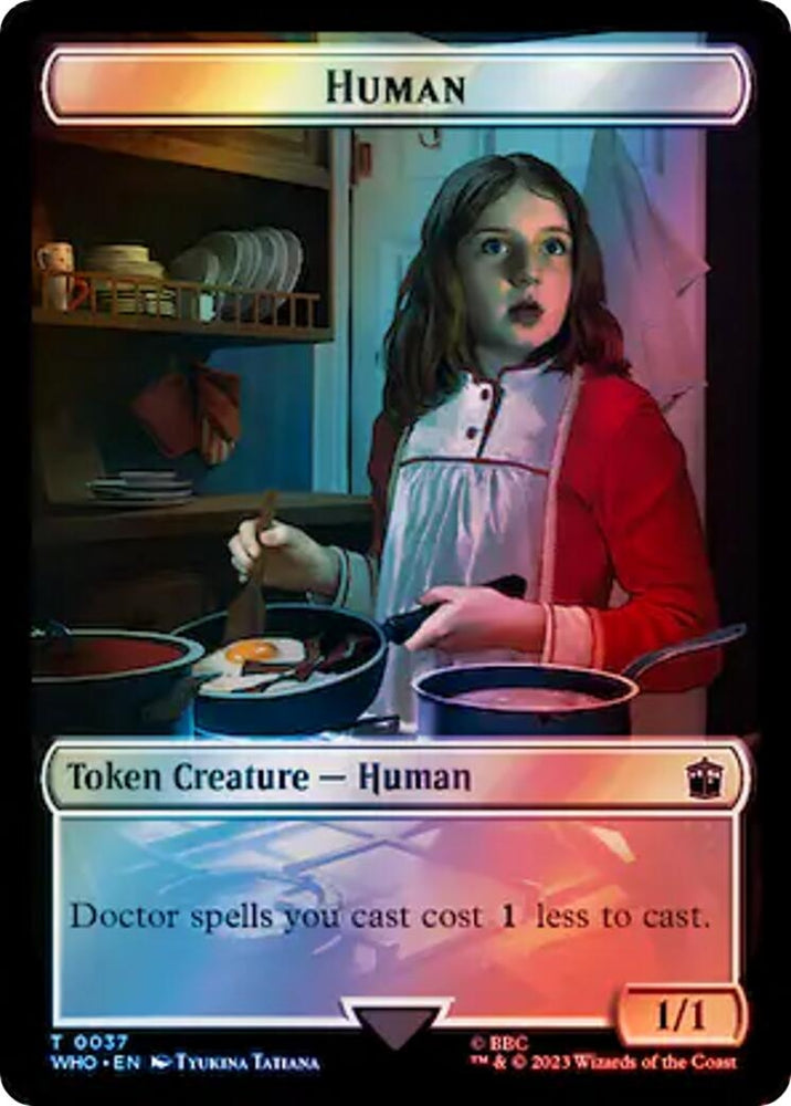 Image for Human (0037) // Food (0059) Double-Sided Token (Surge Foil) (37 // 59) [Universes Beyond: Doctor Who]