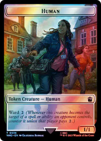 Image for Human (0038) // Food (0059) Double-Sided Token (Surge Foil) (38 // 59) [Universes Beyond: Doctor Who]
