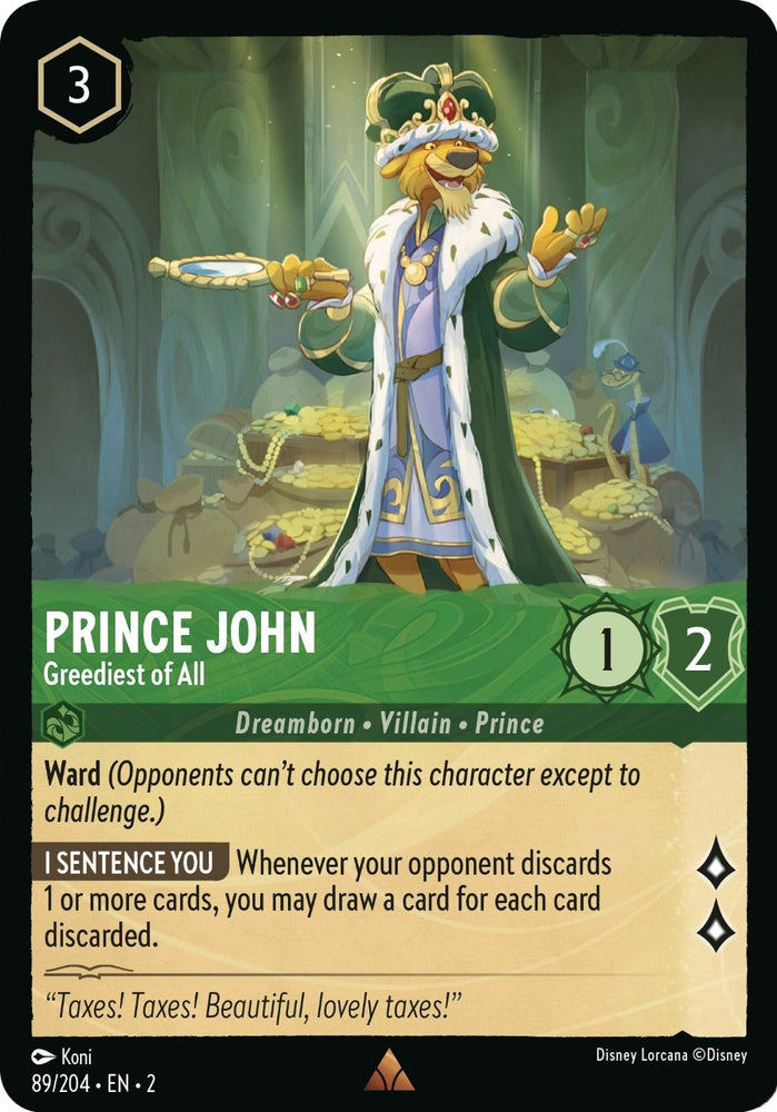 Image for Prince John - Greediest of All (89/204) - Disney Lorcana