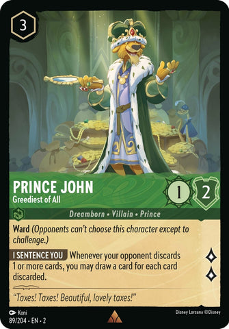 Image for Prince John - Greediest of All (89/204) - Disney Lorcana