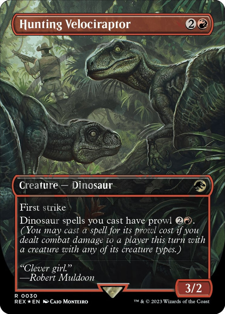 Image for Hunting Velociraptor (Borderless) (Emblem) (30) [Universes Beyond: Jurassic World Collection]