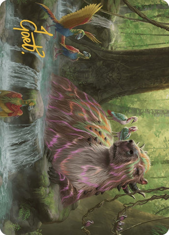 Image for Basking Capybara Art Card (Gold-Stamped Signature) (22) [Art Series: The Lost Caverns of Ixalan]