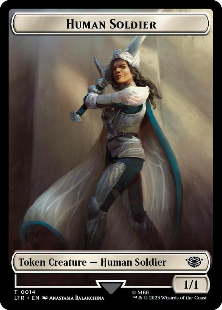 Image for Human Soldier (0014) // Food (0022) Double-Sided Token (Surge Foil) (14 // 22) [Universes Beyond: The Lord of the Rings: Tales of Middle-earth]