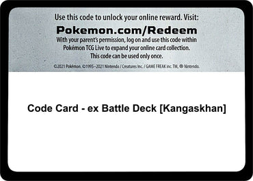 Image for Code Card - ex Battle Deck [Kangaskhan] - Pokemon