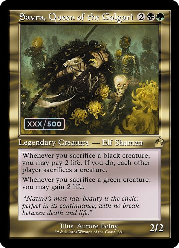 Image for Savra, Queen of the Golgari (Retro Frame) (Serial Numbered) (381) [Ravnica Remastered]