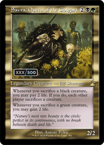 Image for Savra, Queen of the Golgari (Retro Frame) (Serial Numbered) (381) [Ravnica Remastered]