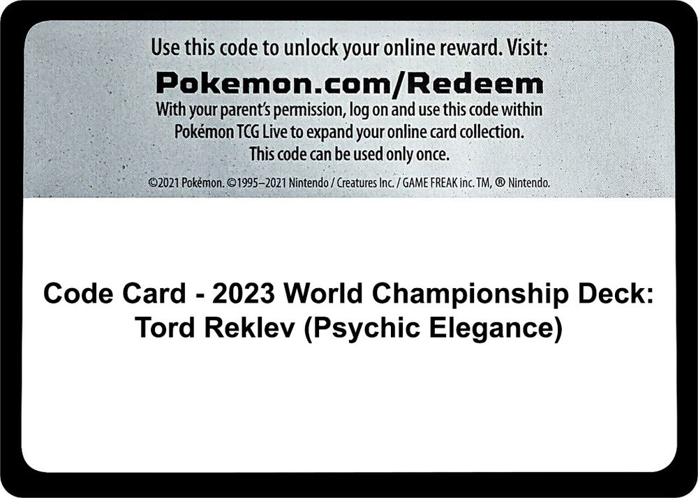 Image for Code Card - 2023 World Championship Deck: Tord Reklev (Psychic Elegance) - Pokemon