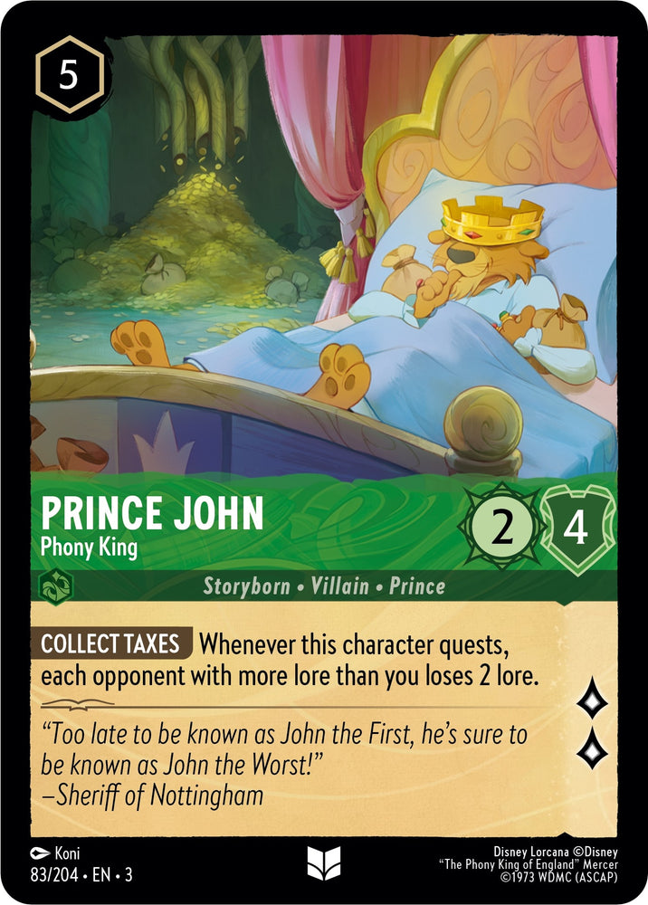 Image for Prince John - Phony King (83/204) - Disney Lorcana