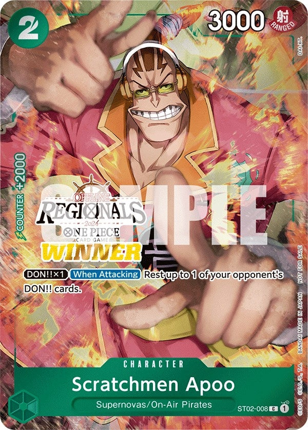 Image for Scratchmen Apoo (Offline Regional 2024) [Winner] (ST02-008) - One Piece Card Game