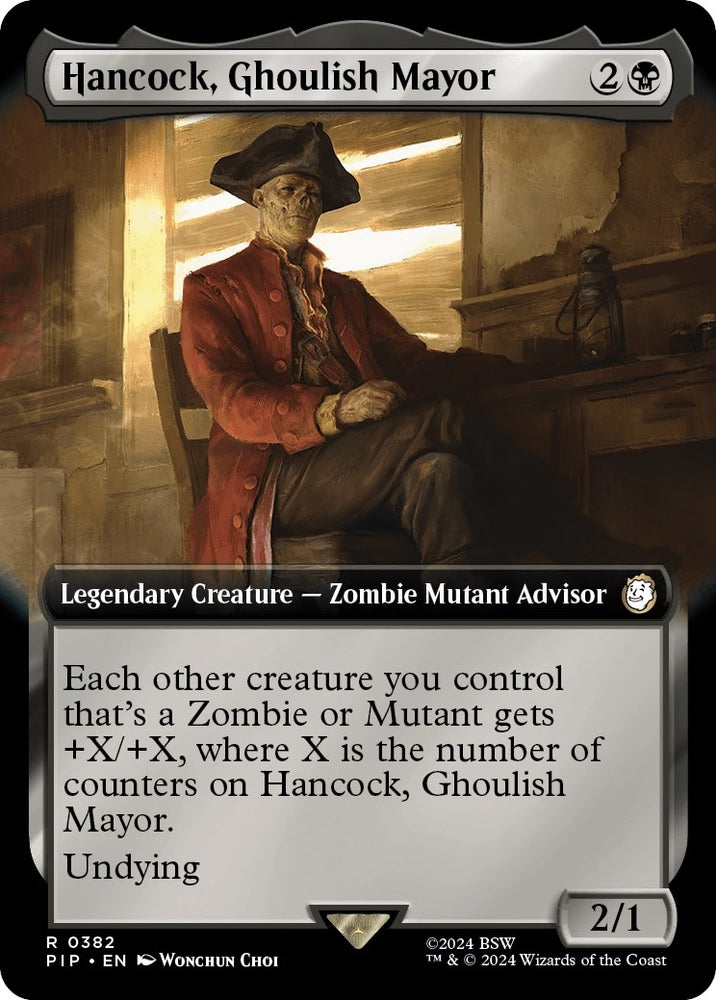 Image for Hancock, Ghoulish Mayor (Extended Art) (382) [Universes Beyond: Fallout]