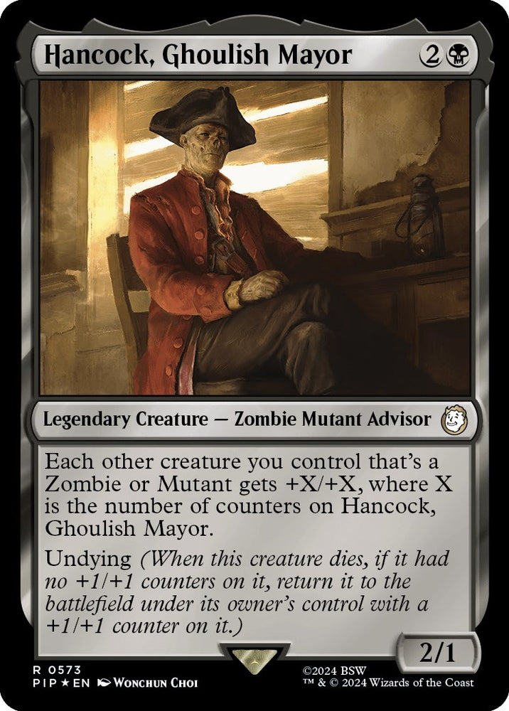 Image for Hancock, Ghoulish Mayor (Surge Foil) (573) [Universes Beyond: Fallout]