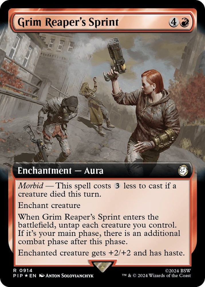 Image for Grim Reaper's Sprint (Extended Art) (Surge Foil) (914) [Universes Beyond: Fallout]