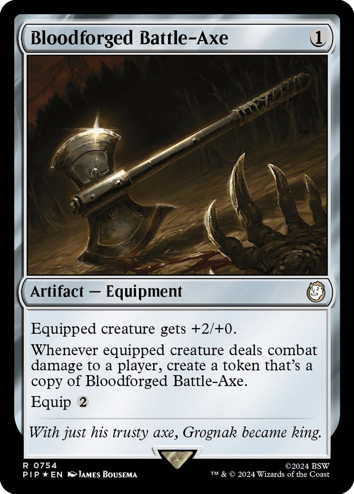 Image for Bloodforged Battle-Axe (Surge Foil) (754) [Universes Beyond: Fallout]