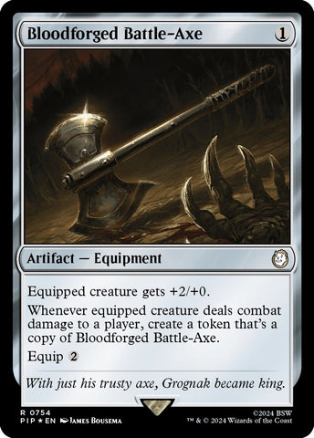 Image for Bloodforged Battle-Axe (Surge Foil) (754) [Universes Beyond: Fallout]