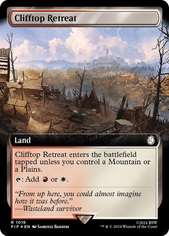 Image for Clifftop Retreat (Extended Art) (Surge Foil) (1019) [Universes Beyond: Fallout]
