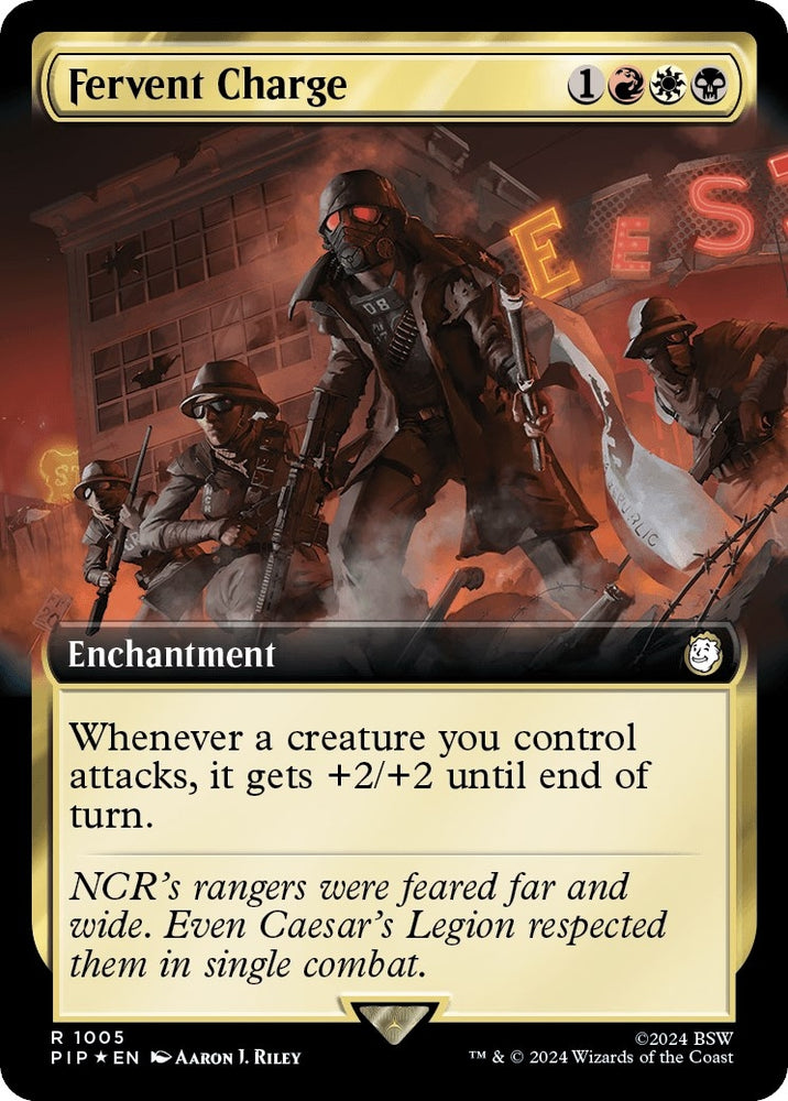 Image for Fervent Charge (Extended Art) (Surge Foil) (1005) [Universes Beyond: Fallout]