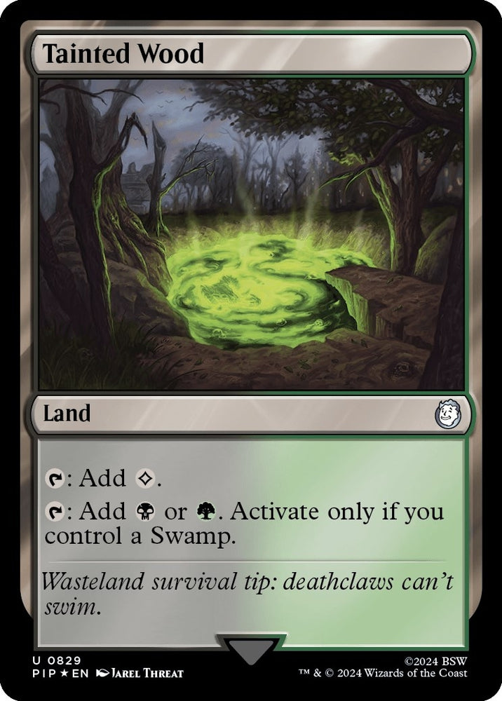 Image for Tainted Wood (Surge Foil) (829) [Universes Beyond: Fallout]