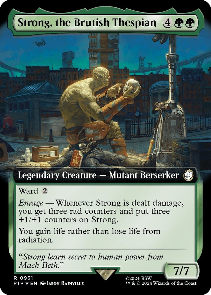 Image for Strong, the Brutish Thespian (Extended Art) (Surge Foil) (931) [Universes Beyond: Fallout]