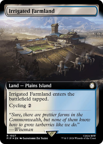 Image for Irrigated Farmland (Extended Art) (Surge Foil) (1027) [Universes Beyond: Fallout]