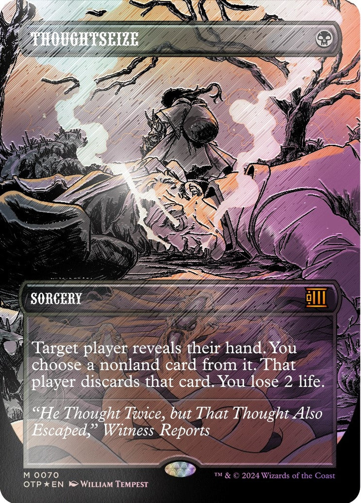 Image for Thoughtseize (Textured Foil) (70) [Outlaws of Thunder Junction: Breaking News]