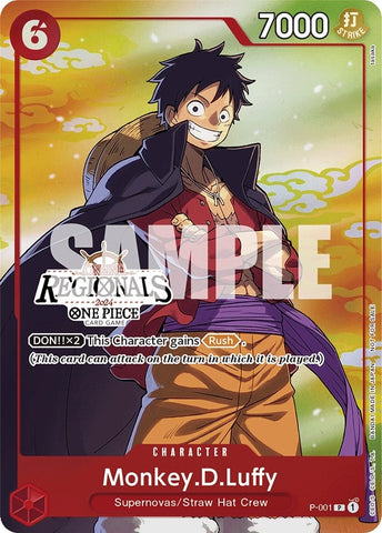 Monkey.D.Luffy (001) (Online Regional 2024 Vol. 2) [Participant] (P-001) (One Piece Promotion Cards)