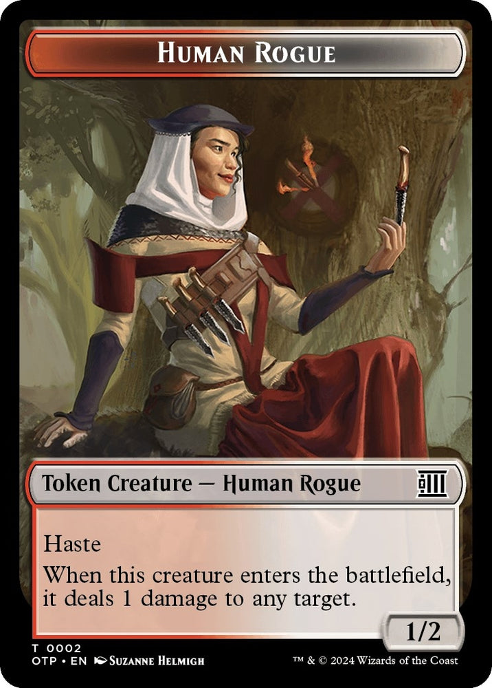 Image for Human Rogue // Plot Double-Sided Token (2 // 20) [Outlaws of Thunder Junction: Breaking News]