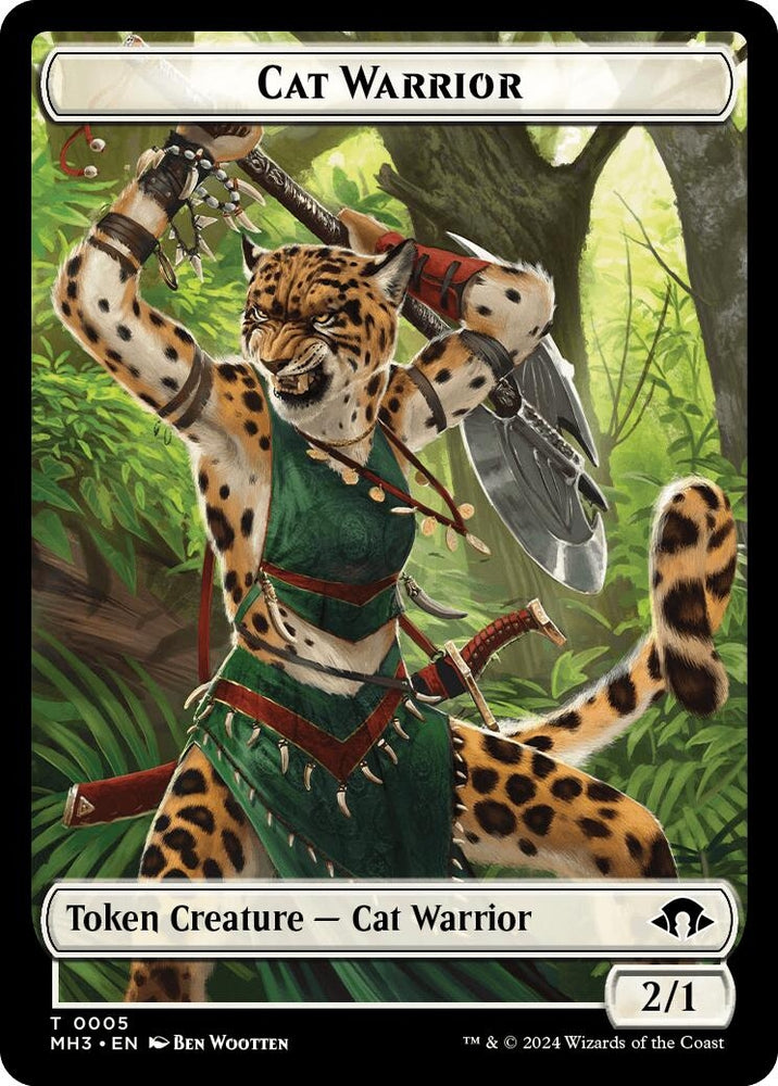 Image for Cat Warrior // Energy Reserve Double-Sided Token (5 // 36) [Modern Horizons 3]