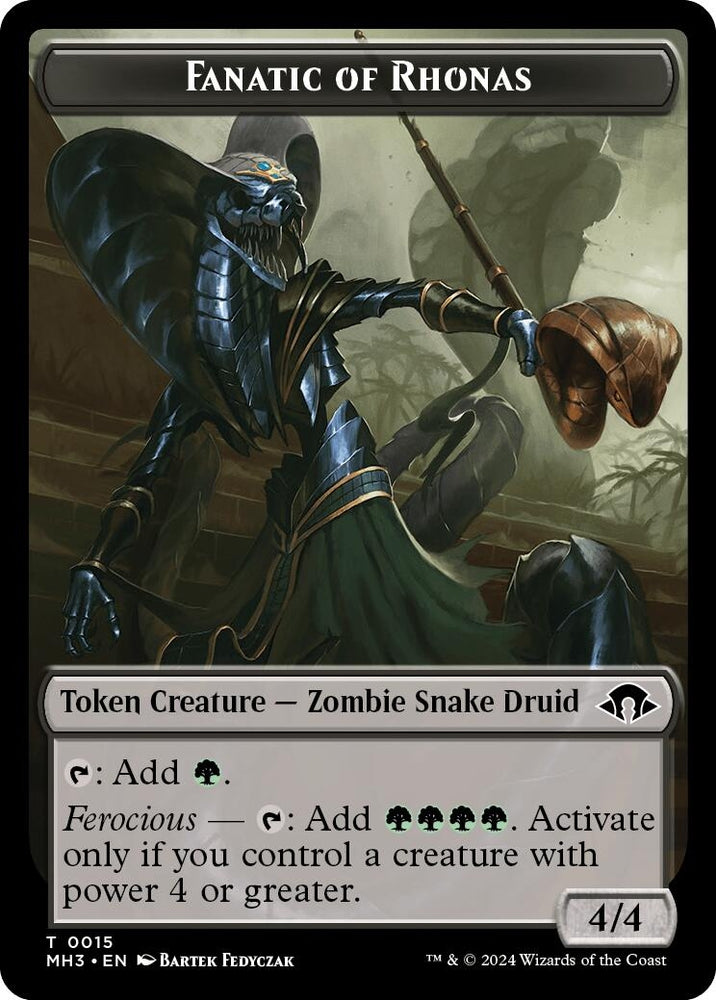 Image for Fanatic of Rhonas // Energy Reserve Double-Sided Token (15 // 36) [Modern Horizons 3]