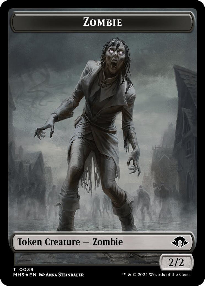 Image for Zombie (Ripple Foil) // Elephant Double-Sided Token (21 // 18) [Commander: Modern Horizons 3]