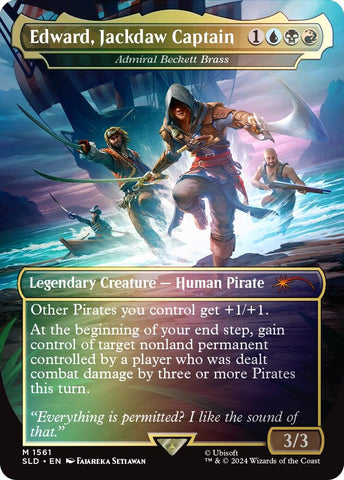 Image for Edward, Jackdaw Captain - Admiral Beckett Brass (Rainbow Foil) (1561) [Secret Lair Drop Series]
