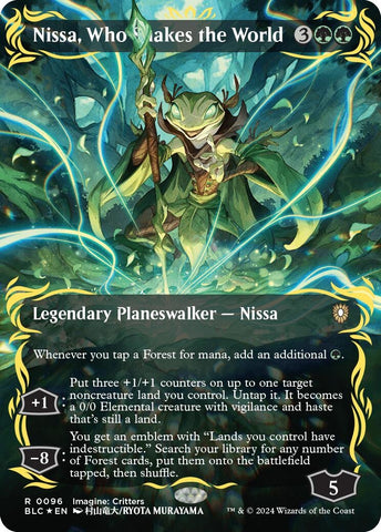 Image for Nissa, Who Shakes the World (Borderless) (Raised Foil) (96) [Commander: Bloomburrow]